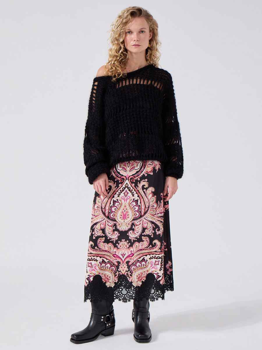 Jimi Silk Skirt Black