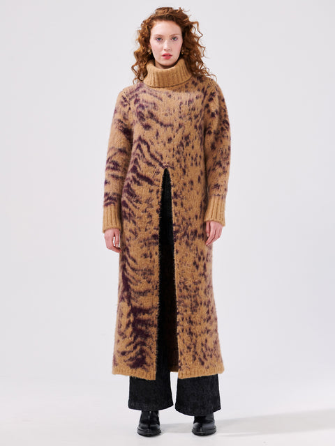 Big Meow Brushed Alpaca Jacquard Long Jumper