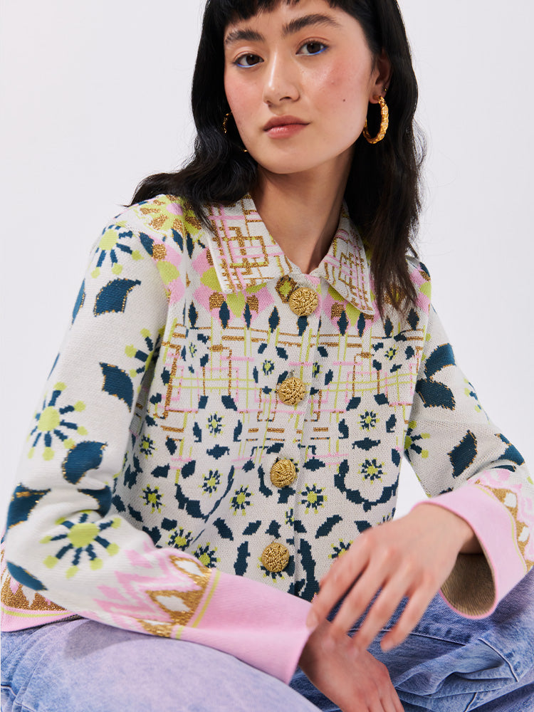 Lattice Blossom Ecru Cotton Jacquard Jacket – Hayley Menzies