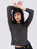 Moonshine Sequin Knit Top Black