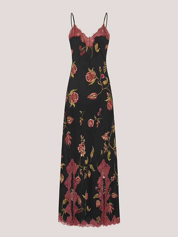 Talitha Silk Slip Dress Black