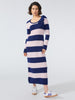 Alma Alpaca Maxi Dress Navy/Pink Stripe