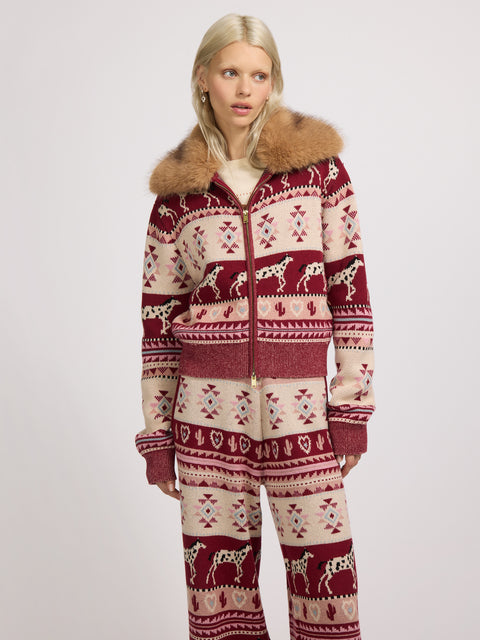Alpine Rodeo Zipped Cardigan Red