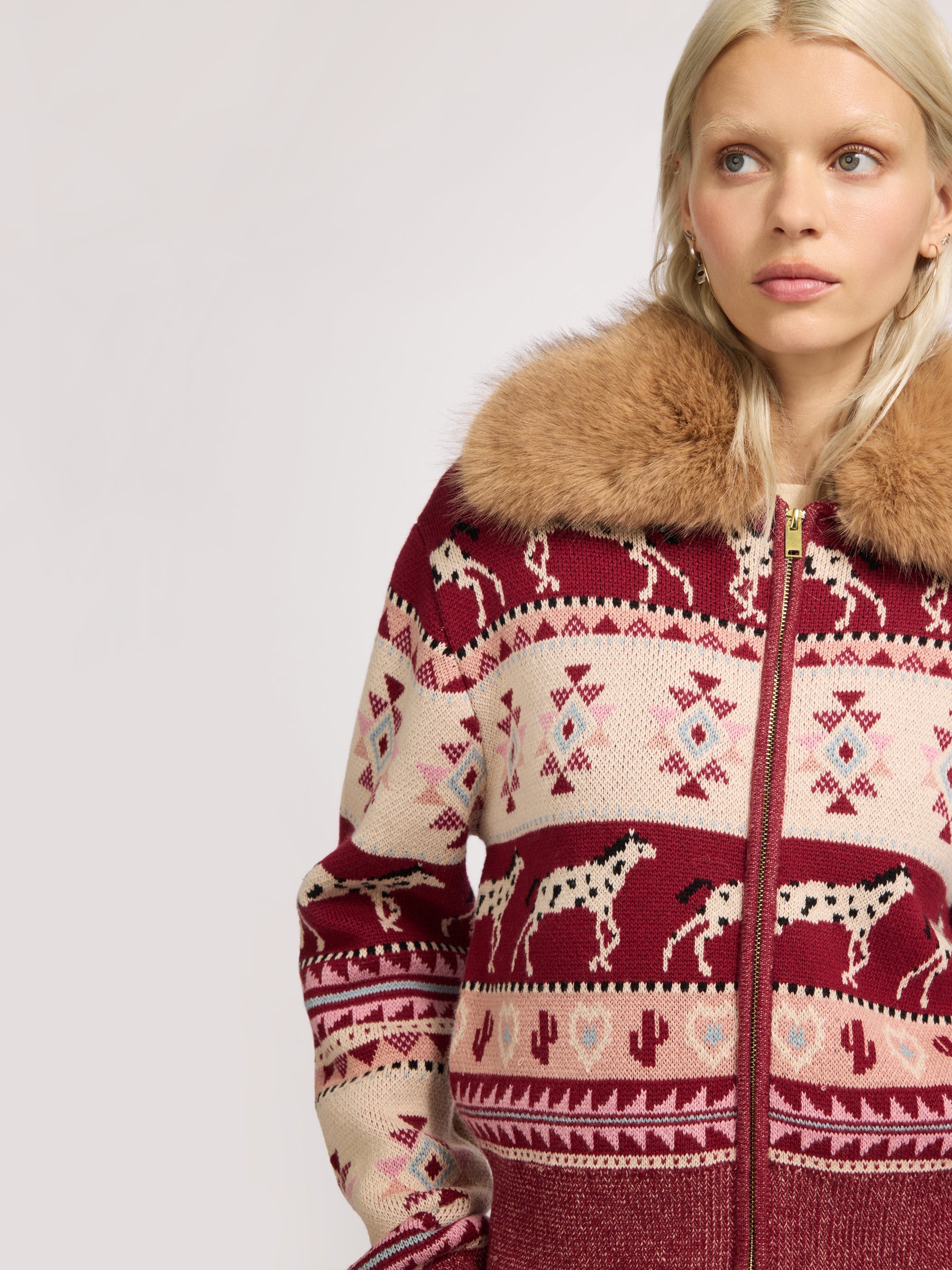 Alpine Rodeo Zipped Cardigan Red