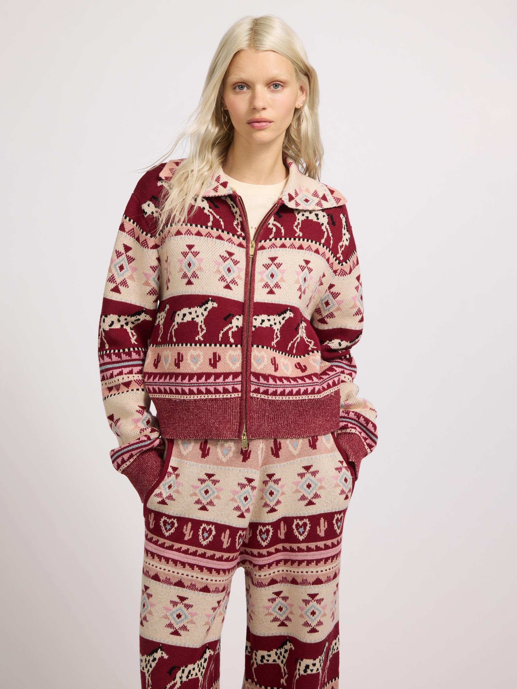 Alpine Rodeo Zipped Cardigan Red