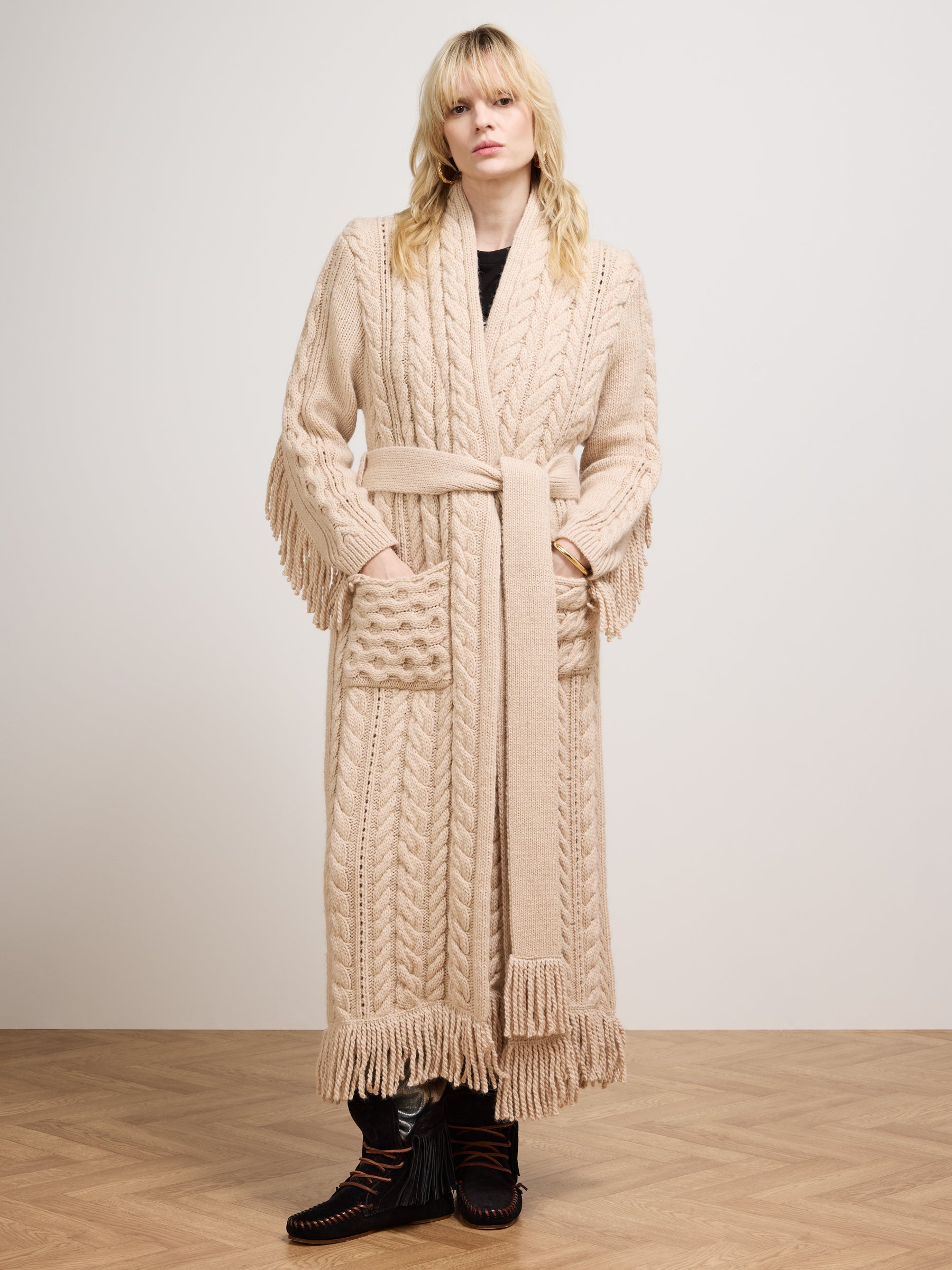 Avni Long Cardigan Ecru