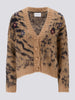 Big Meow Alpaca Jacquard Cardigan Camel/Navy