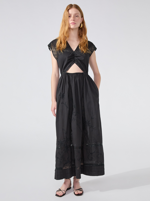 August Cut Out Embroidered Maxi Dress