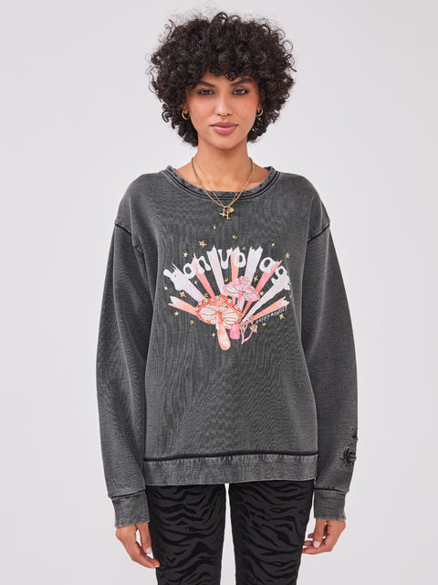 Bon Voyage Embellished Sweatshirt Grey