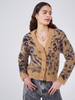 Big Meow Alpaca Jacquard Cardigan Camel/Navy