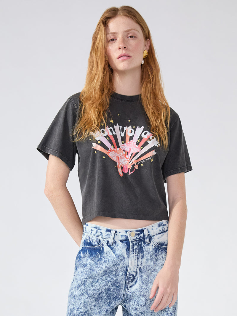 Bon Voyage Cropped T-Shirt Acid Wash