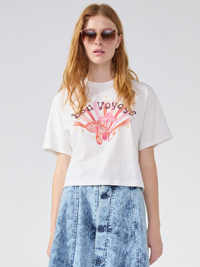 Bon Voyage Cropped T-Shirt White