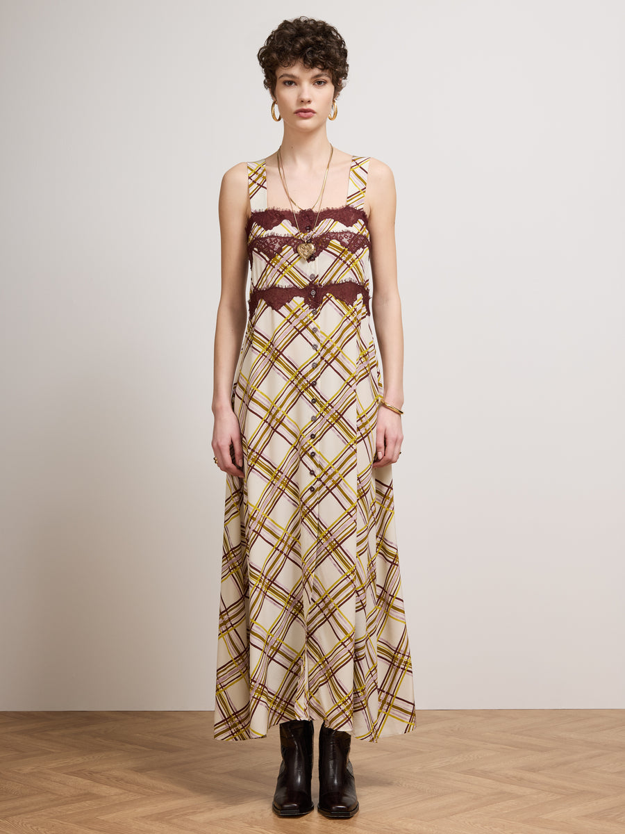 Viv Silk Dress Ecru Multi