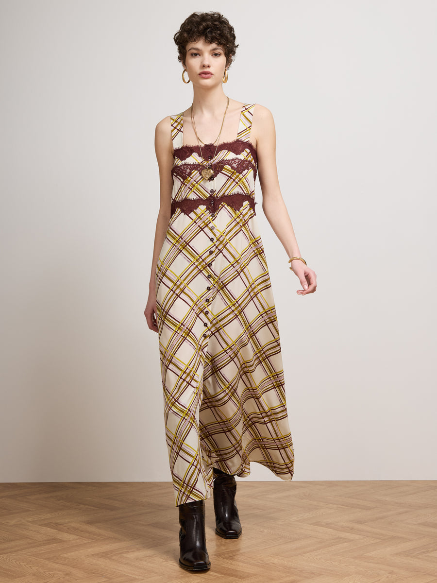 Viv Silk Dress Ecru Multi