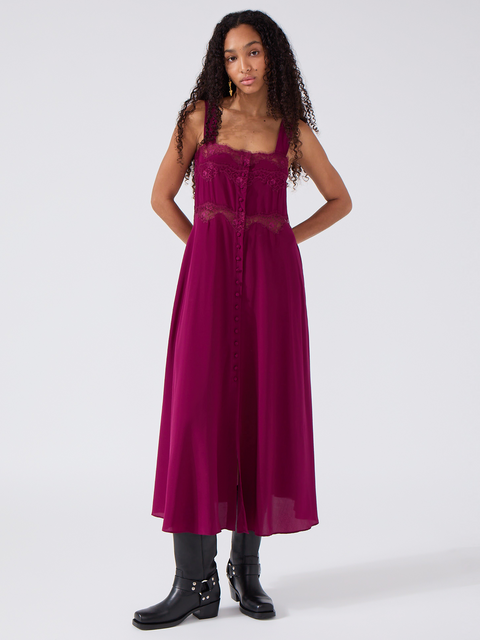 Courtney Silk Dress Magenta