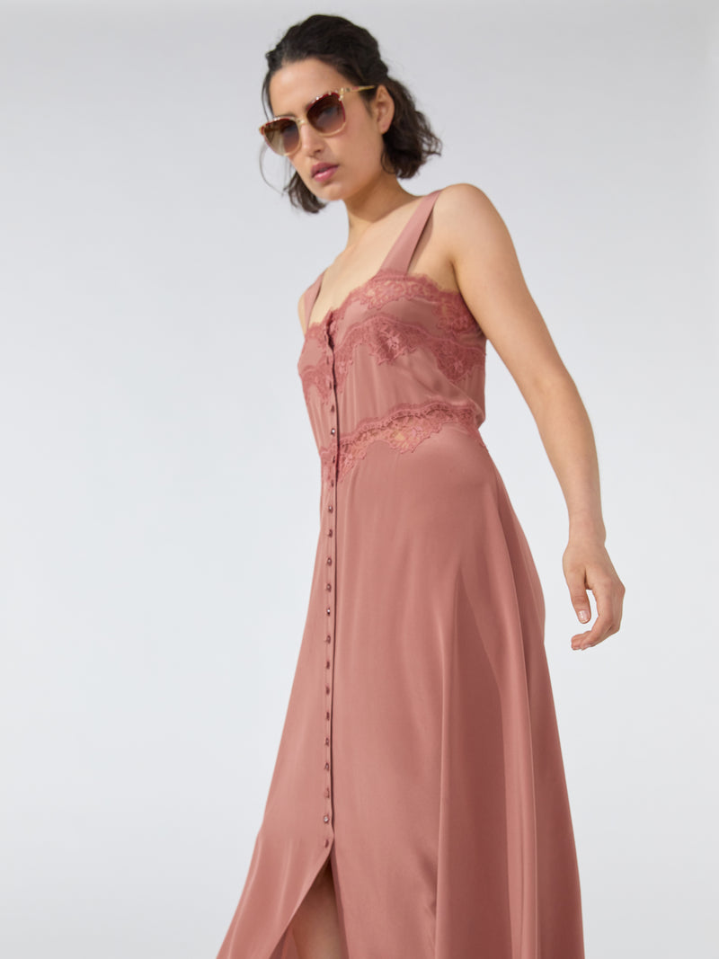 Courtney Silk Maxi Cami Dress Burnt Rose