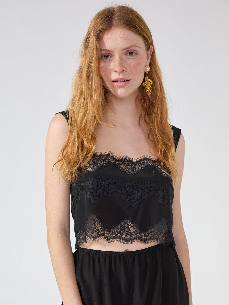 Courtney Silk Cami Black