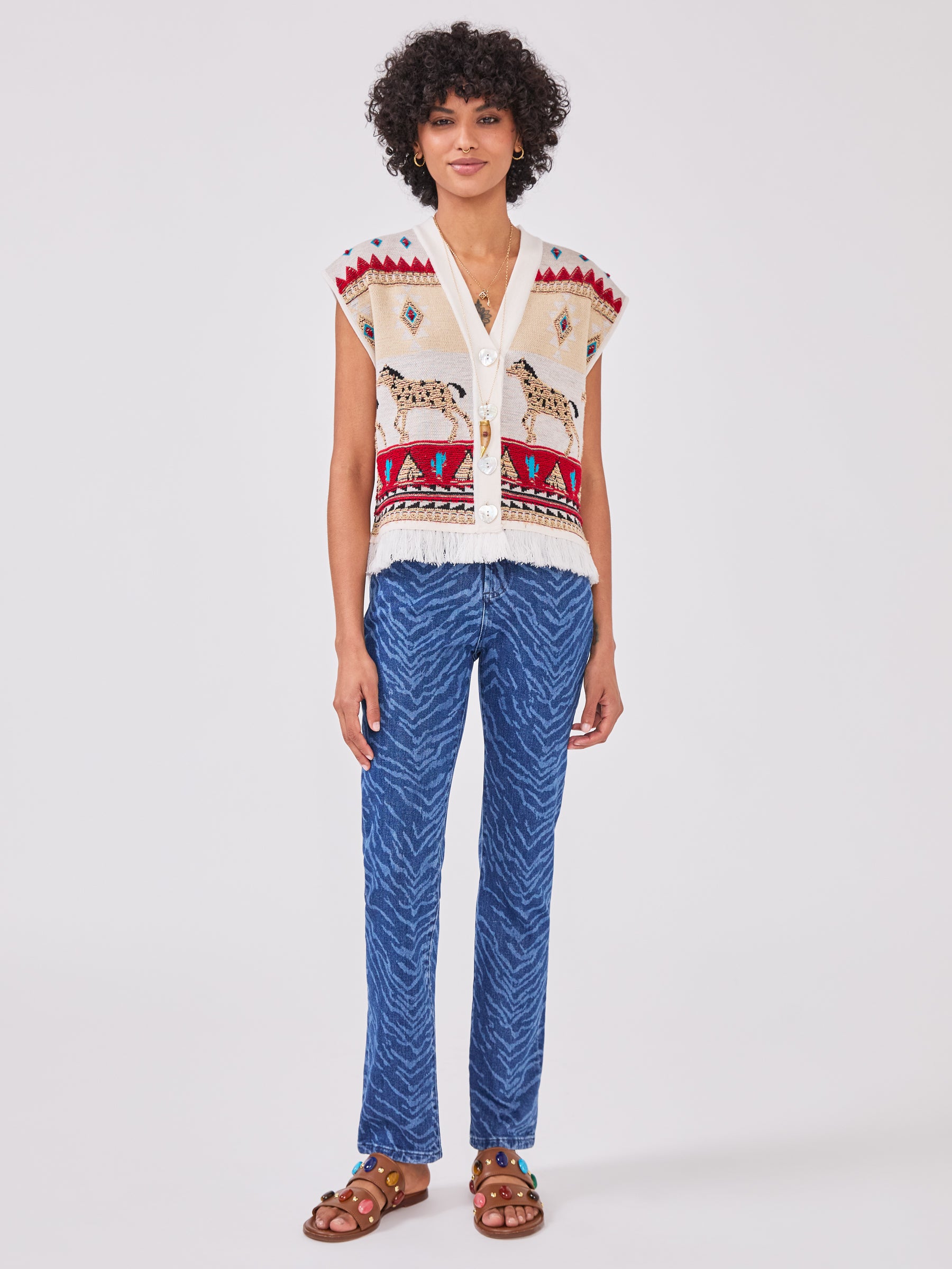 Nomadic Tapestry Waistcoat Cream