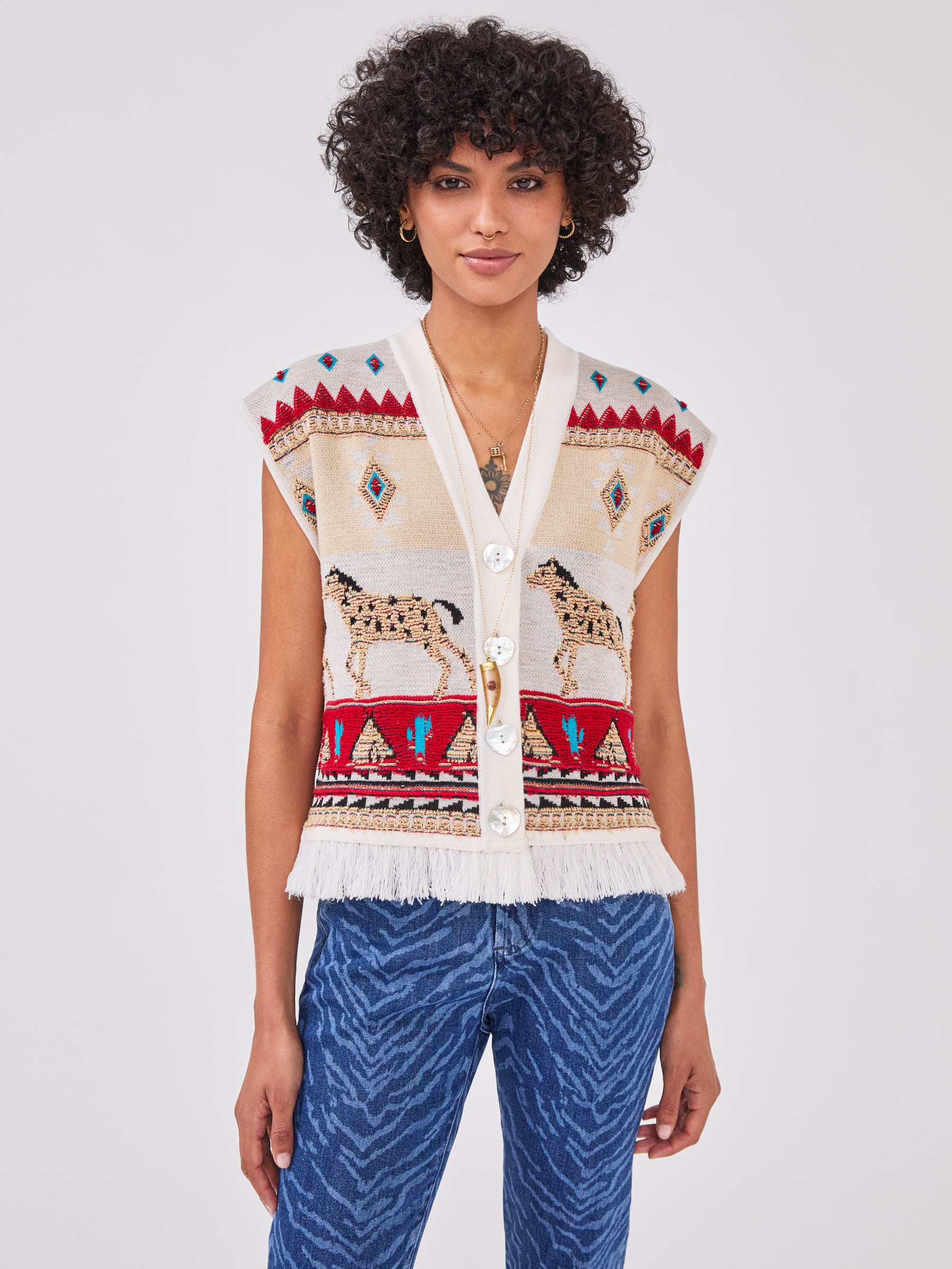 Nomadic Tapestry Waistcoat Cream