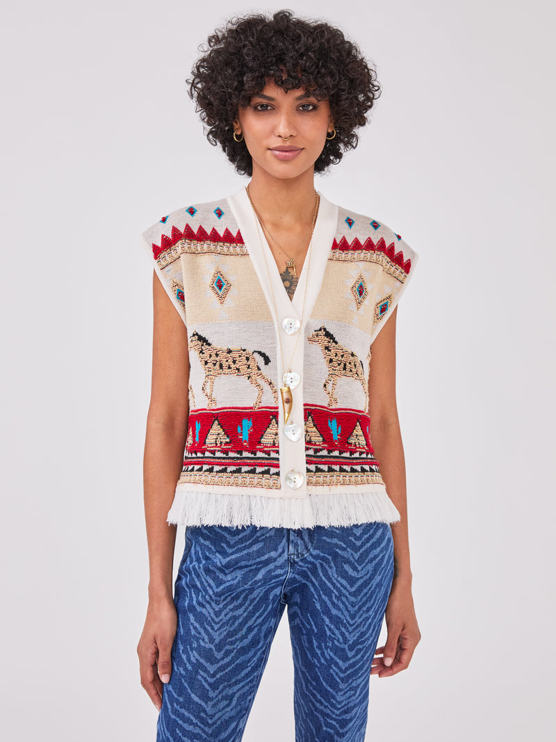 Nomadic Tapestry Waistcoat Cream