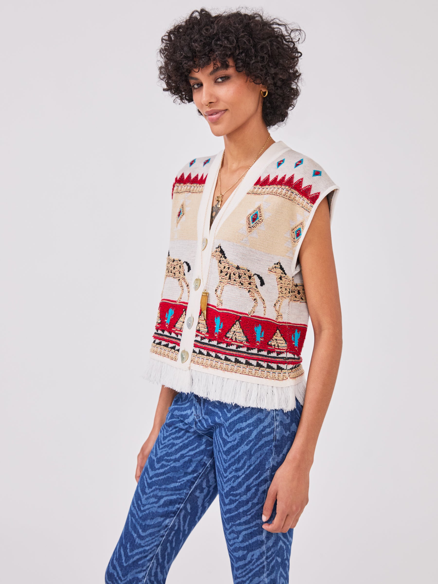 Nomadic Tapestry Waistcoat Cream