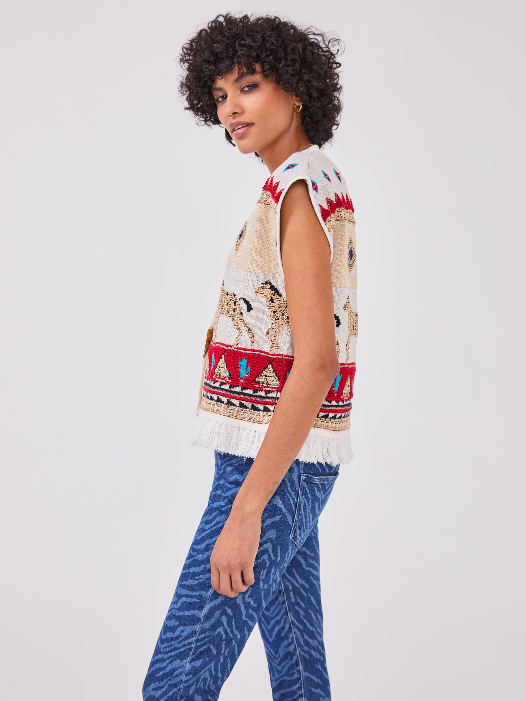 Nomadic Tapestry Waistcoat Cream