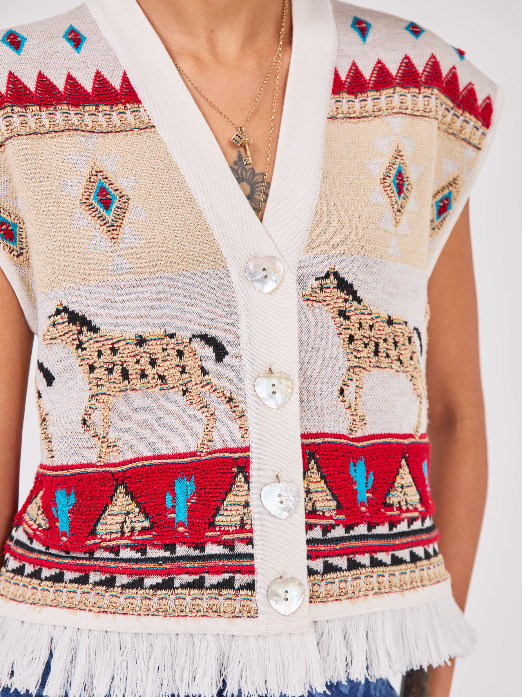 Nomadic Tapestry Waistcoat Cream