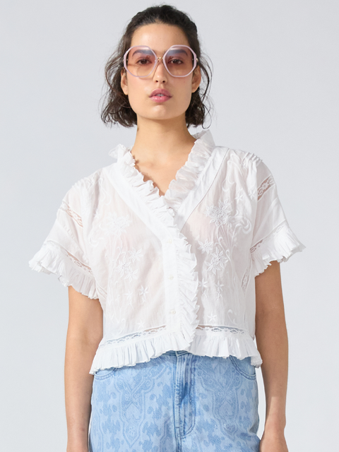 August Embroidered Blouse White