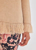 Cashmere Fringe V Neck Jumper Camel