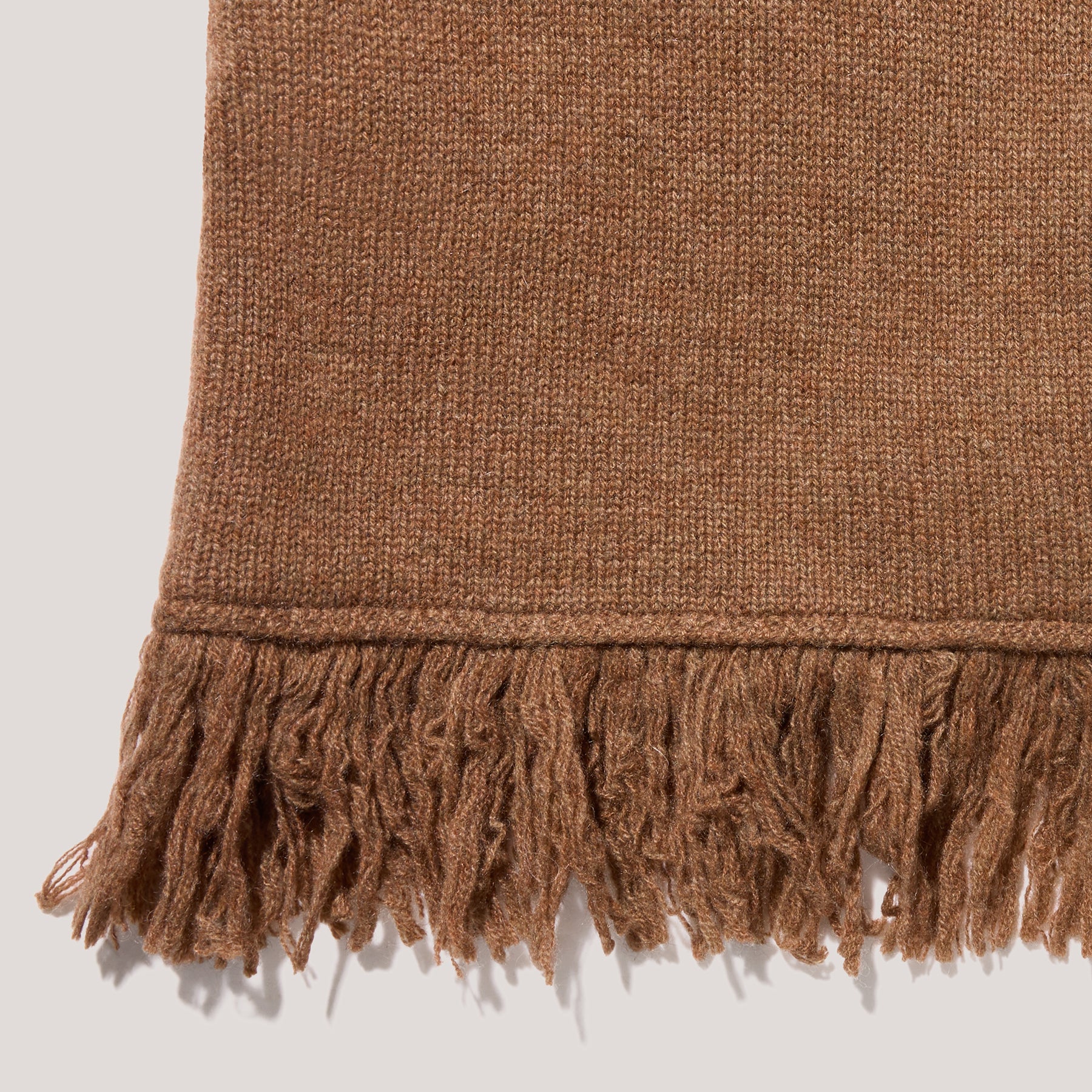 Cashmere Fringe V Neck Jumper Brown