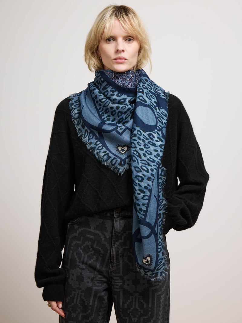 Dalton Cashmere Wool Scarf Blue