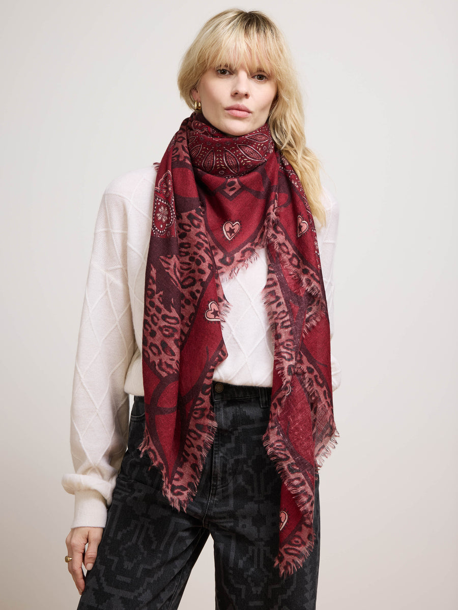 Dalton Cashmere Wool Scarf Red