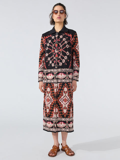 Dylan Cotton Jacquard Coat Black