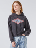 Dylan Printed Embellished Hoodie Acid Wash