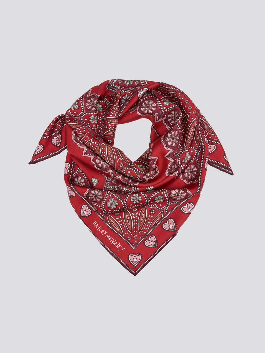 Dalton Square Silk Scarf Red