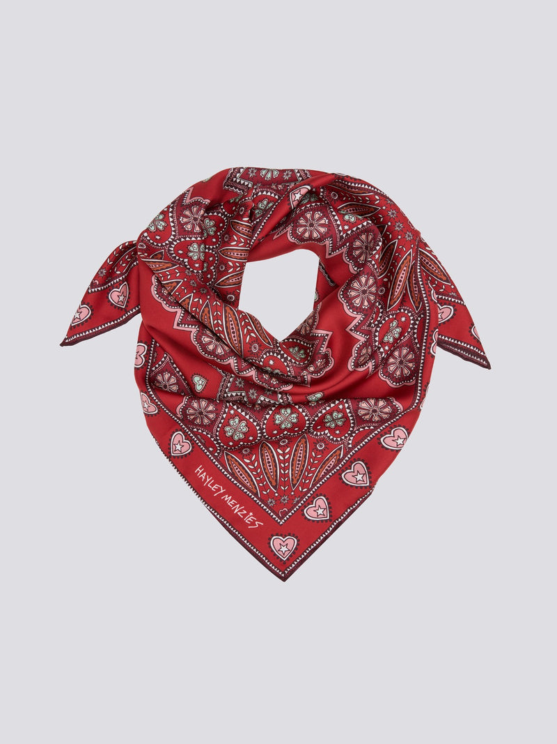 Dalton Square Silk Scarf Red