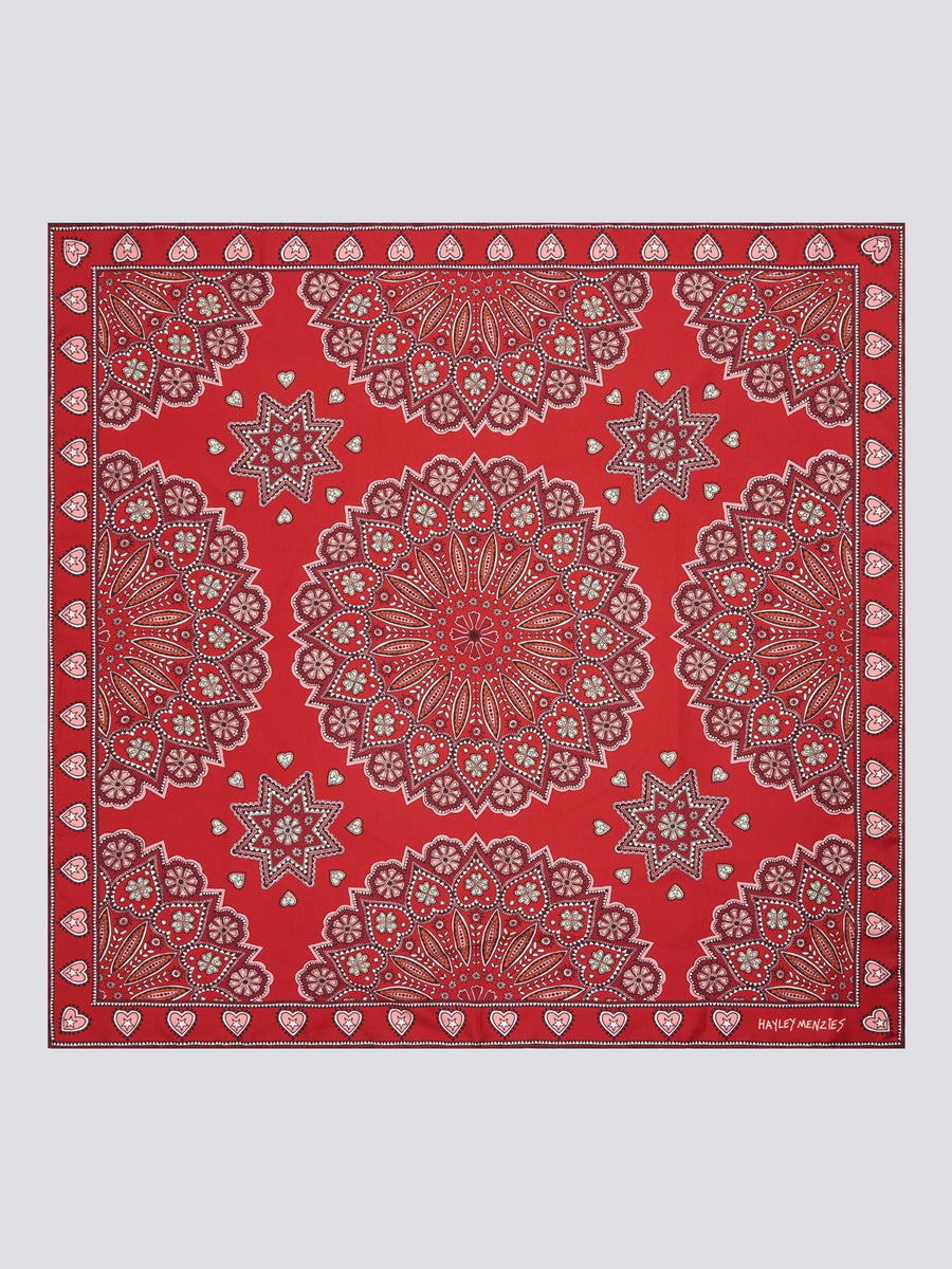 Dalton Square Silk Scarf Red