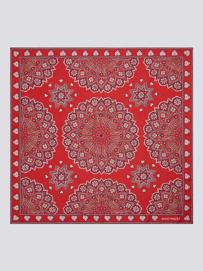 Dalton Square Silk Scarf Red