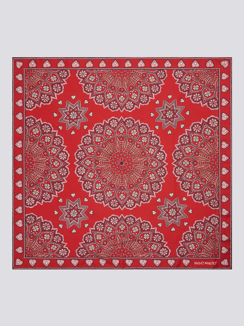 Dalton Square Silk Scarf Red