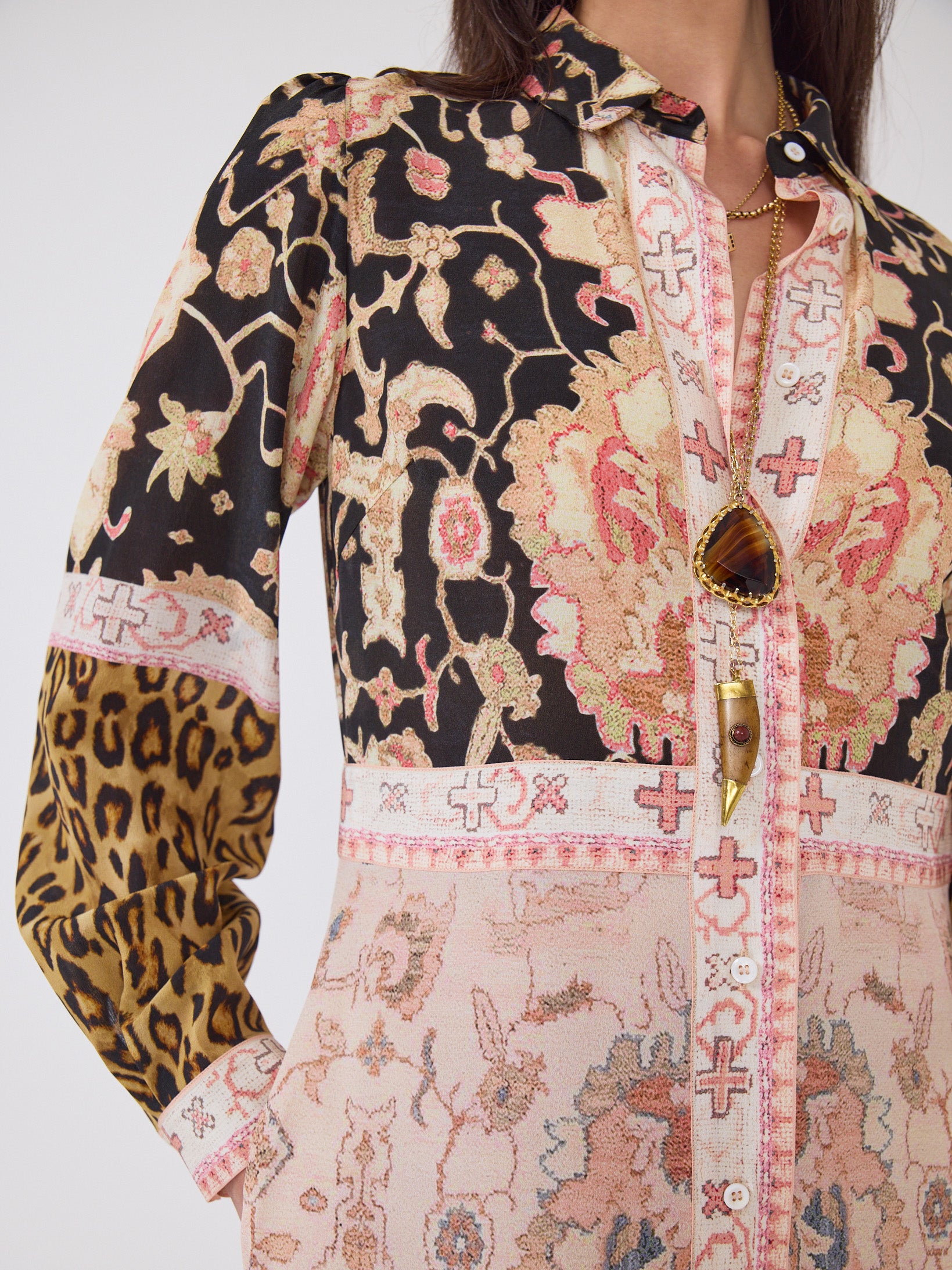 Desert Loom Silk Shirt Dress Multi