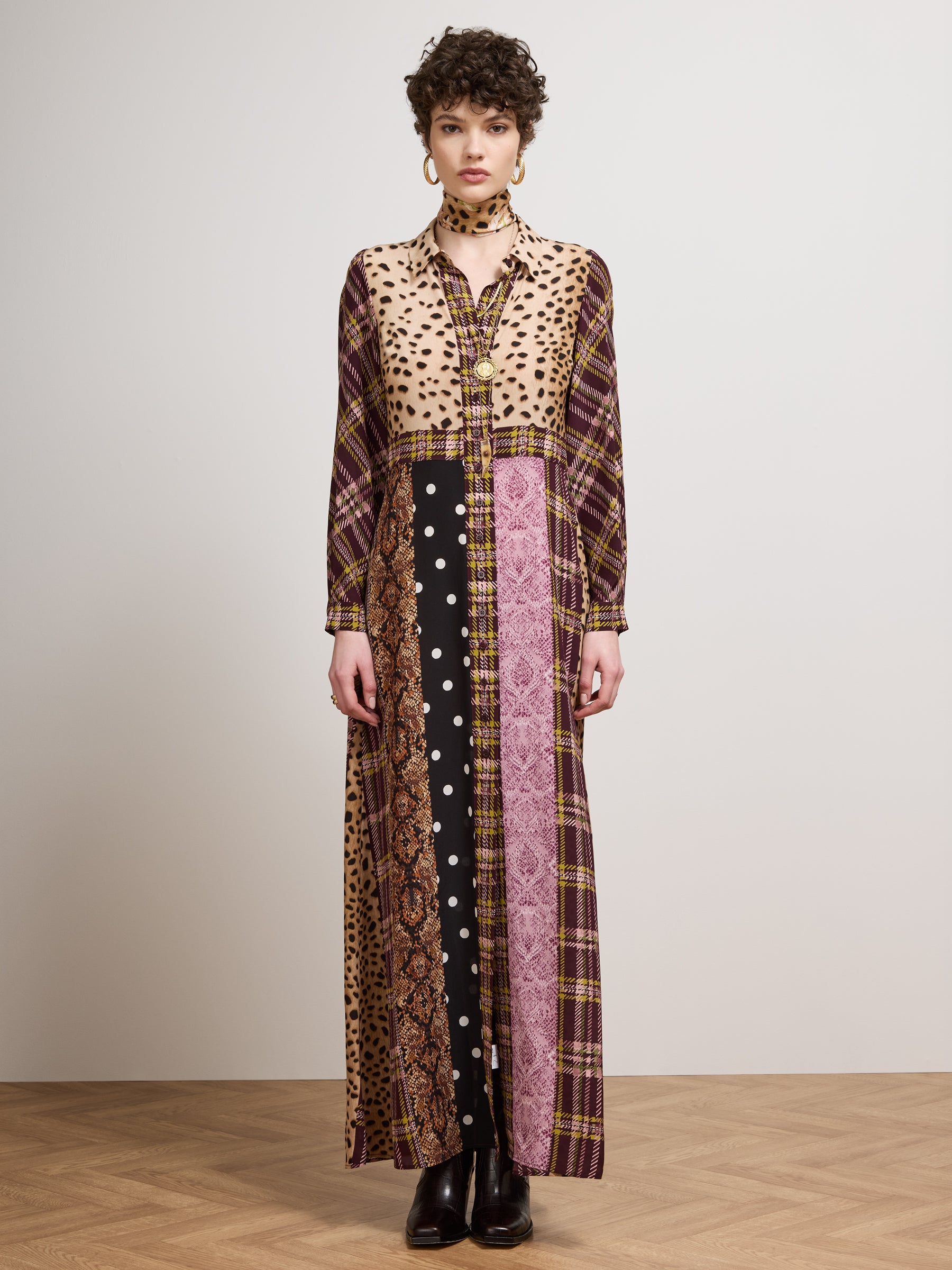 Edie Silk Shirt Dress Multi