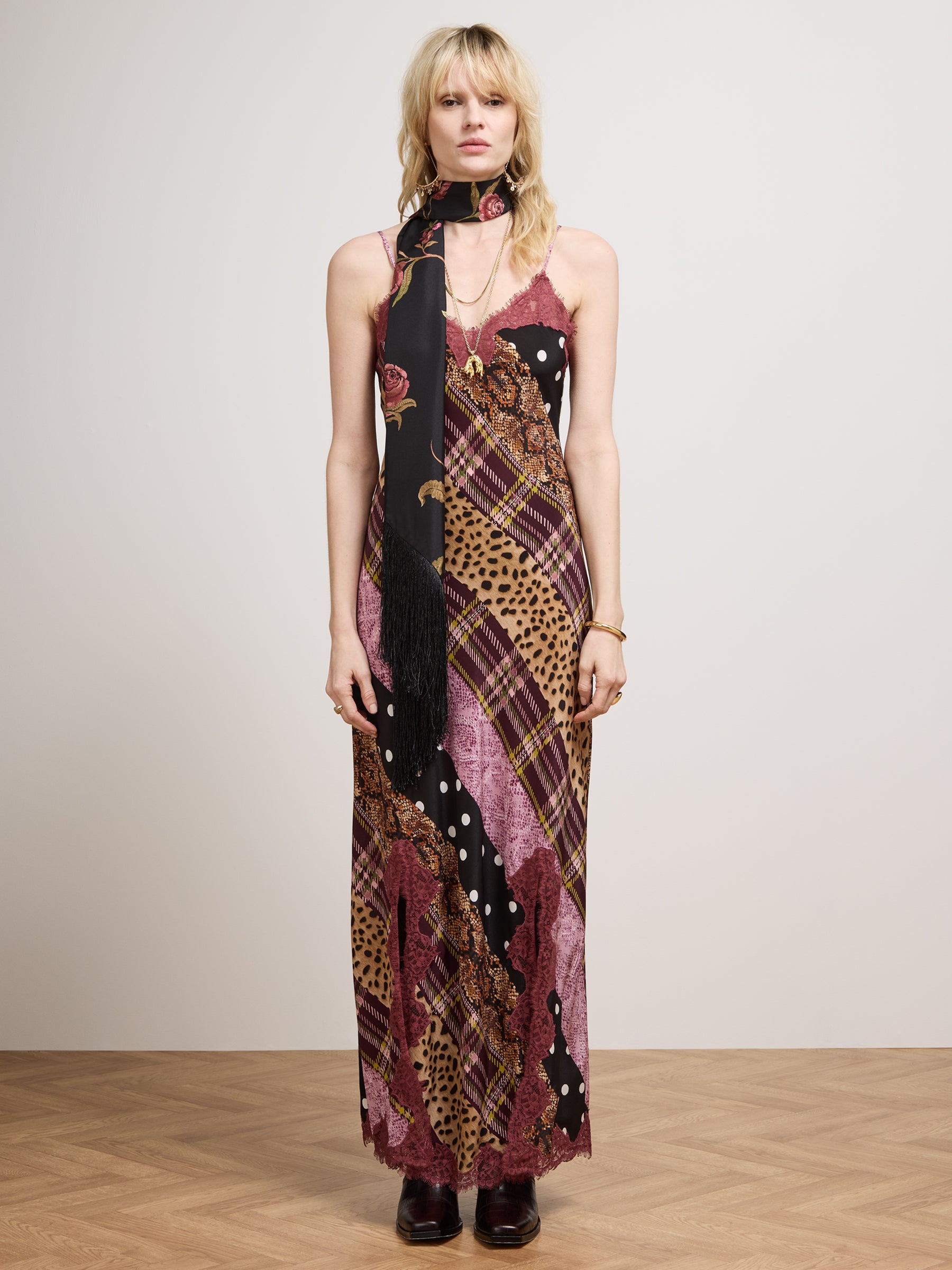 Edie Silk Slip Dress Multi
