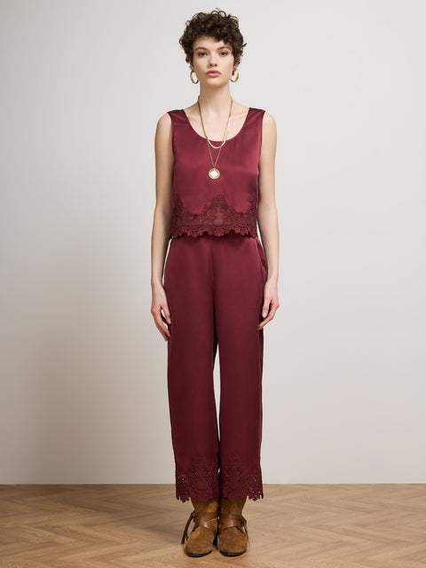 Etta Silk Trousers Burgundy