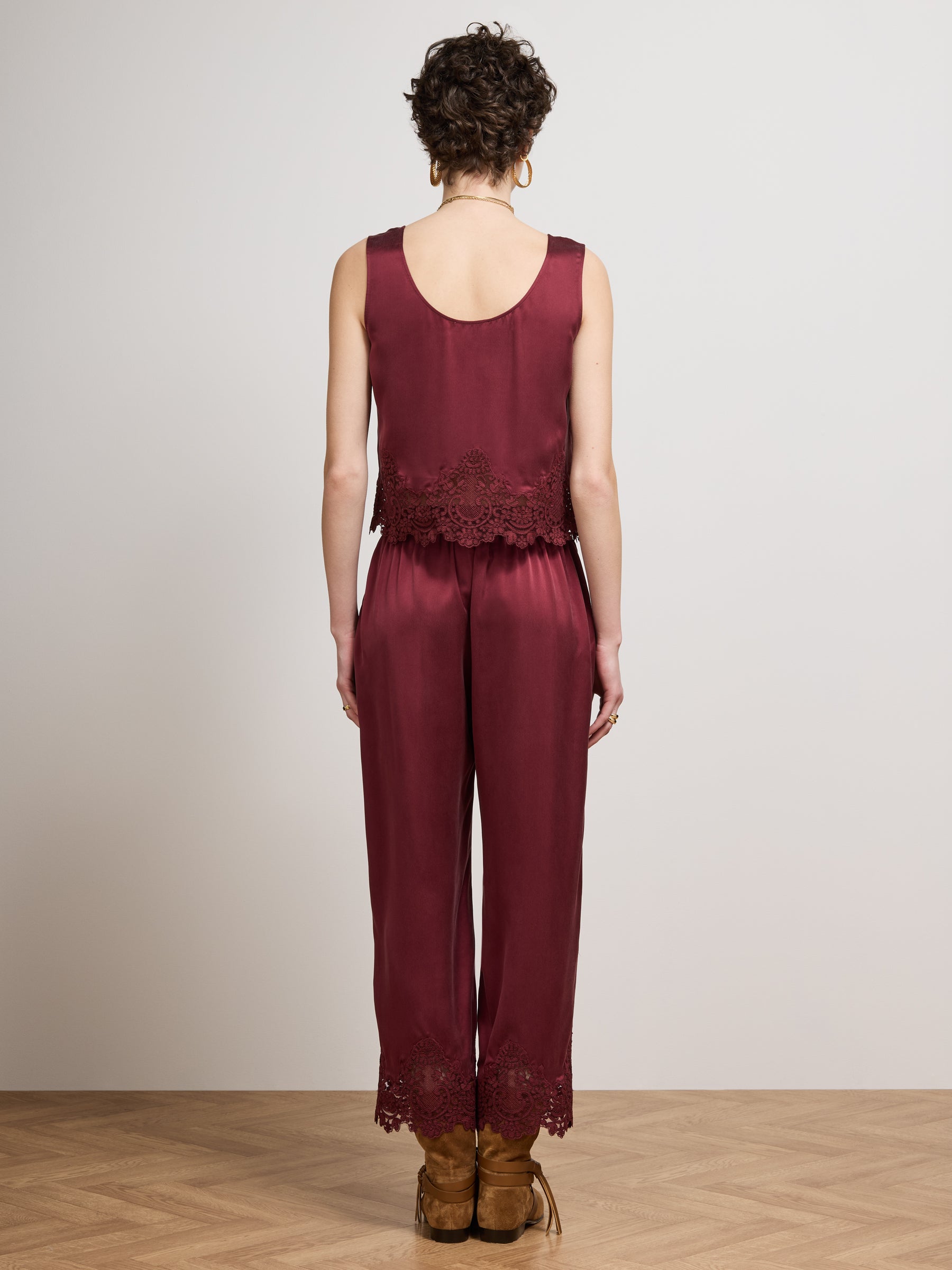 Etta Silk Trousers Burgundy