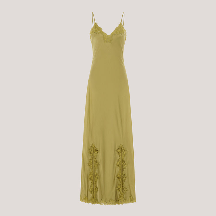 Florence Silk Slip Dress Green – Hayley Menzies