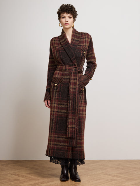 Hari Check Coat Brown