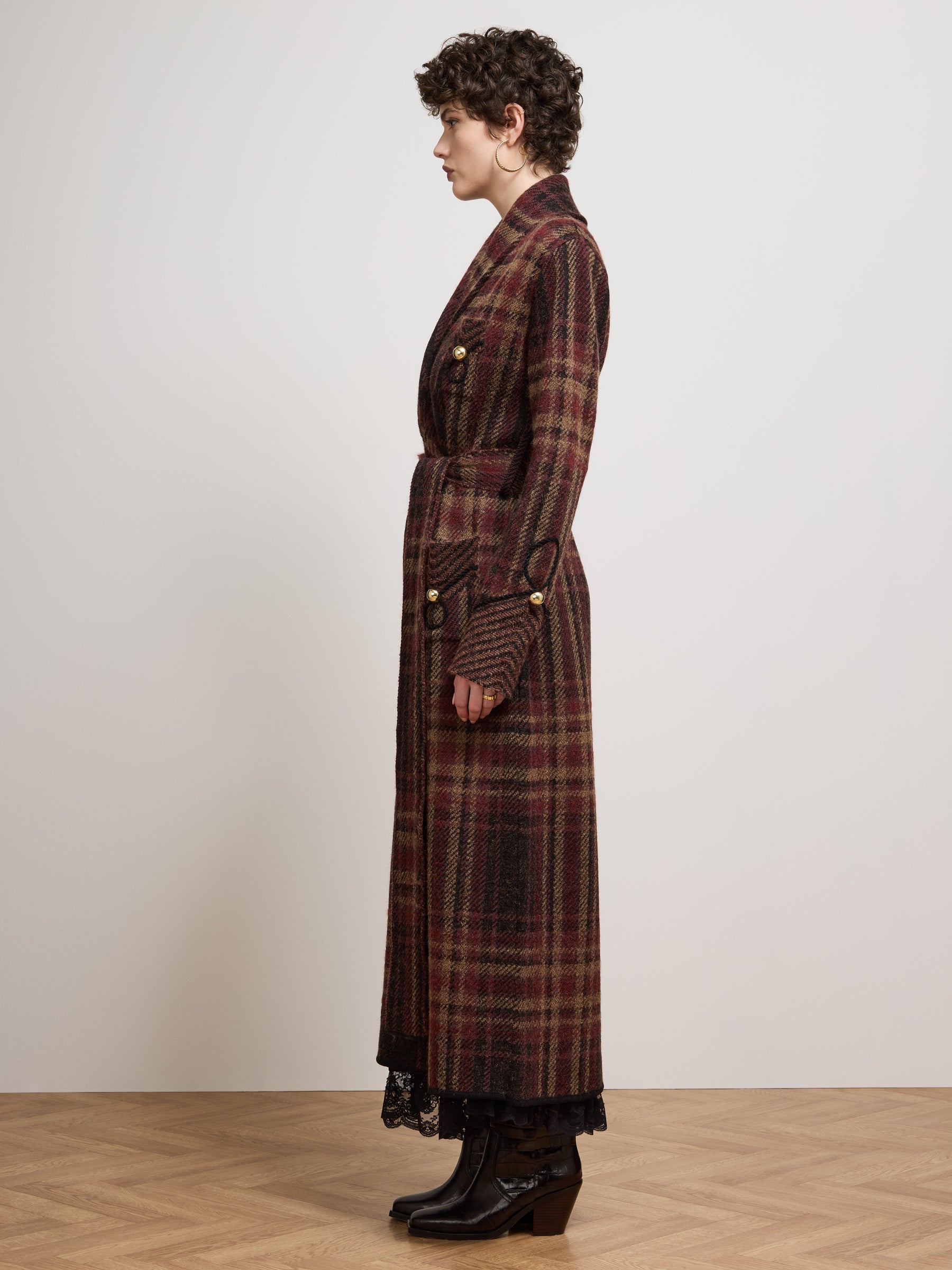 Hari Check Coat Brown