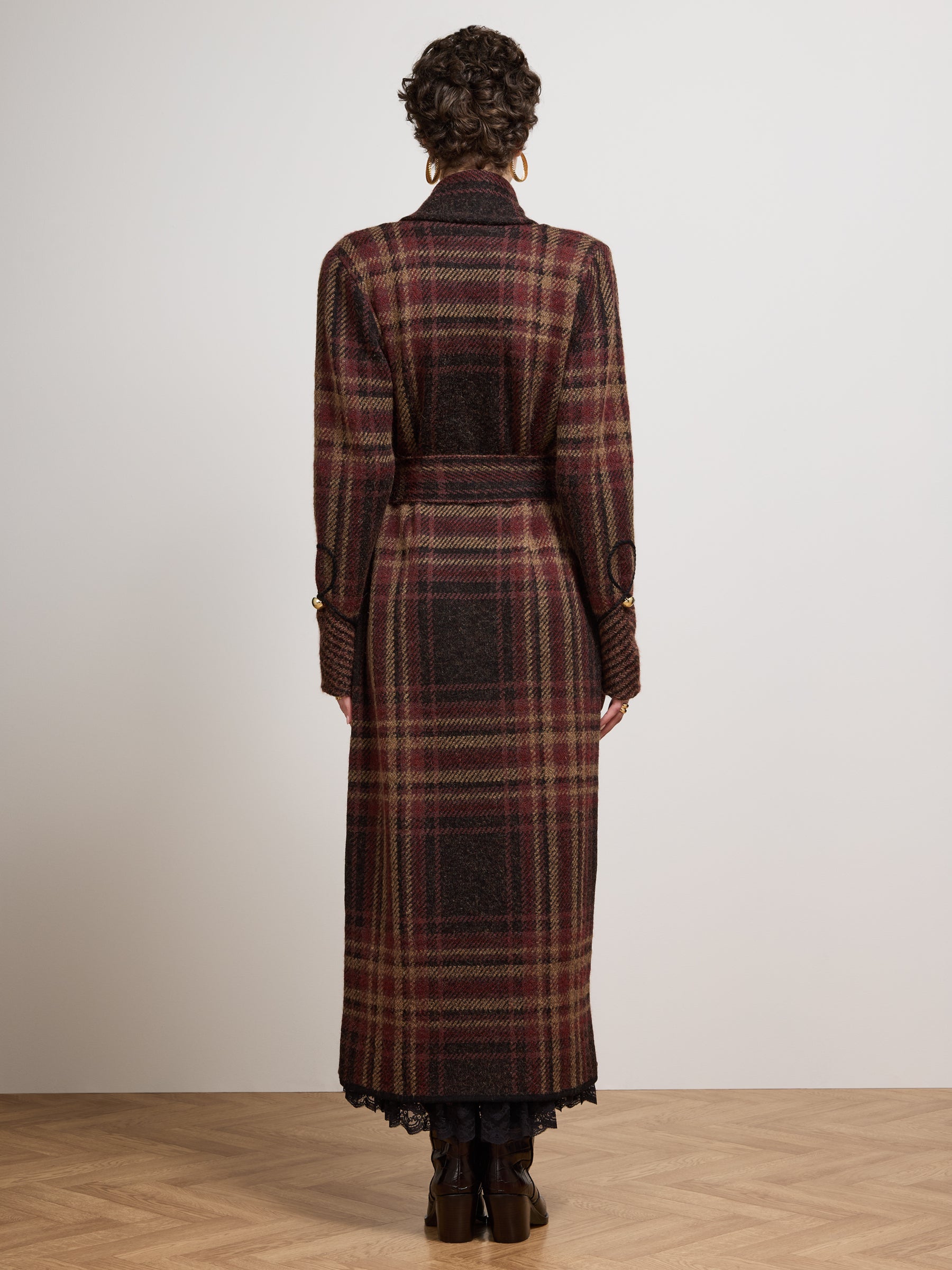 Hari Check Coat Brown