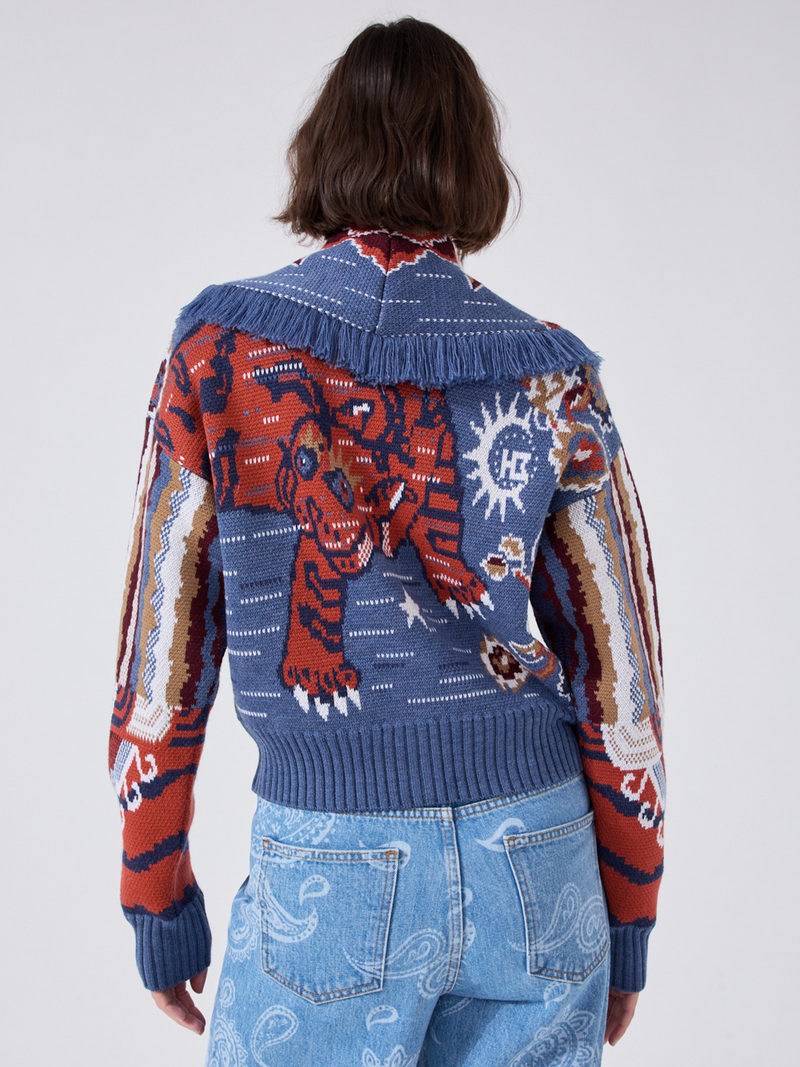 Tibetan Tiger Merino Bomber Blue