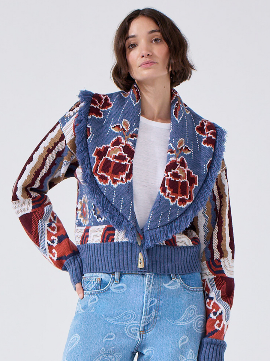 Tibetan Tiger Merino Bomber Blue